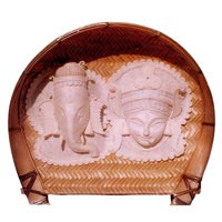 Durga Ganesh Shola Wood Sculpture